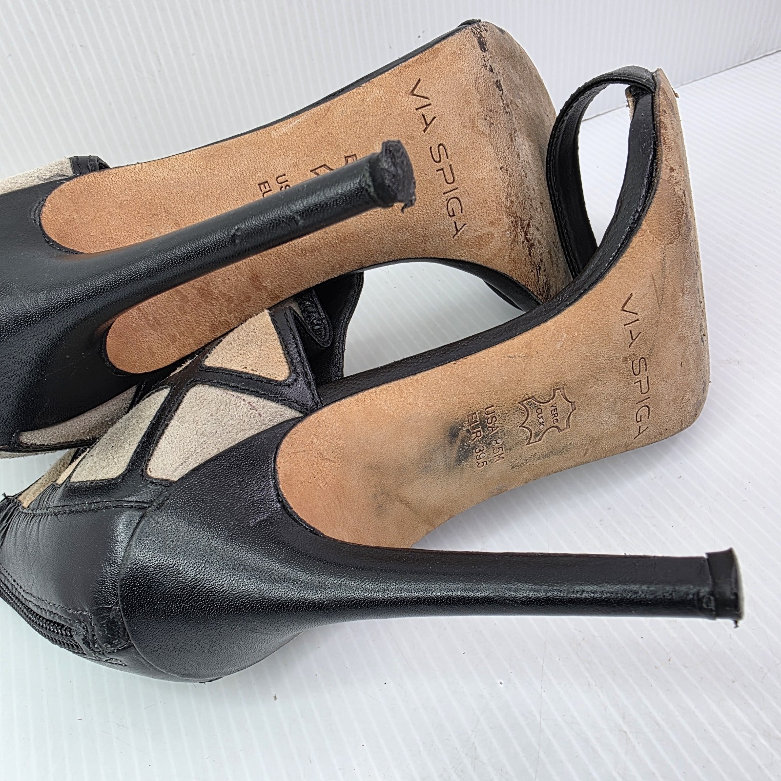 Via Spiga Italy Heels Black Suede Pumps Ankle Strap Zipper Women 8.5 M EUR 39.5
