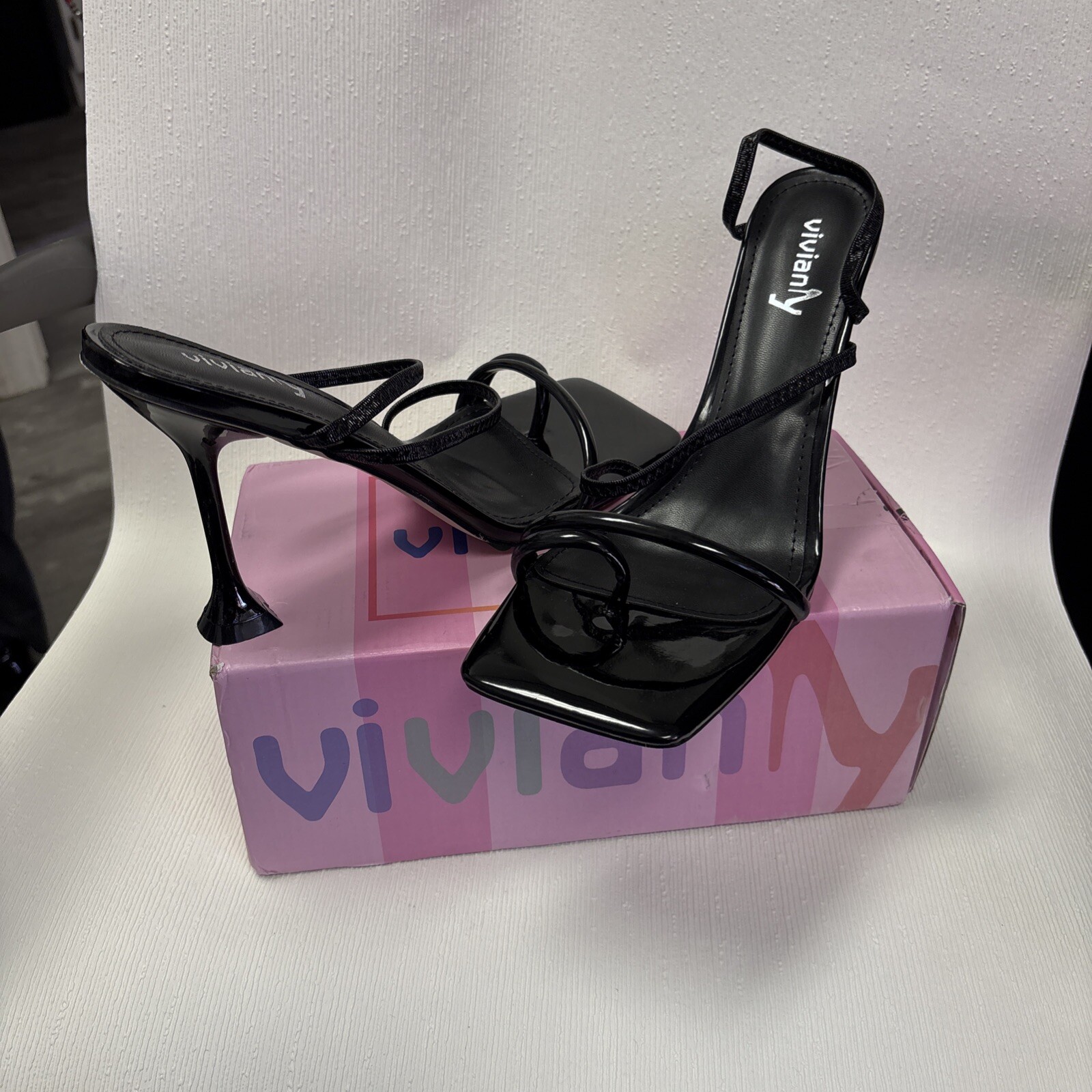 Viviany Black Patent Strappy Heel Sandal NWOT | Date Night | Holiday Sz 11