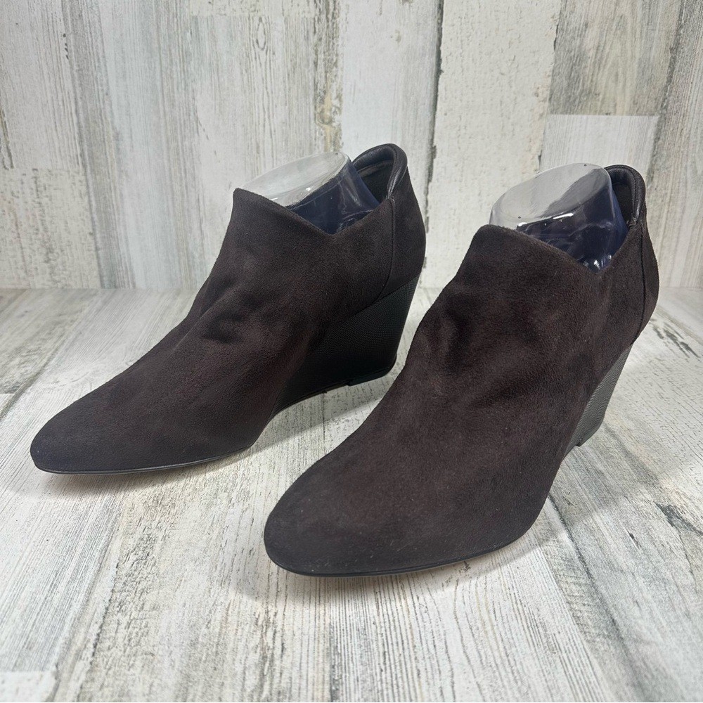 Donald Pliner Wedge Pump Tanah Women’s 11 Textile Leather Brown Chocolate