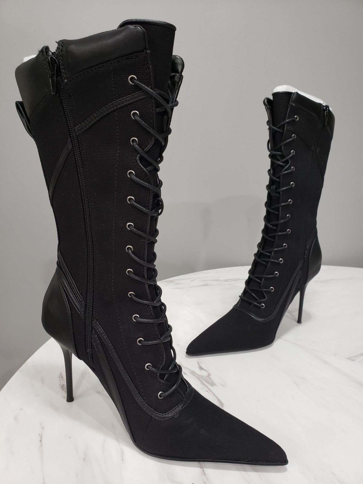NEW SZ 7 Dolls Kill WIDOW Heeled BlackPointed MOTO BIKER GOTHIC Boots dominatrix