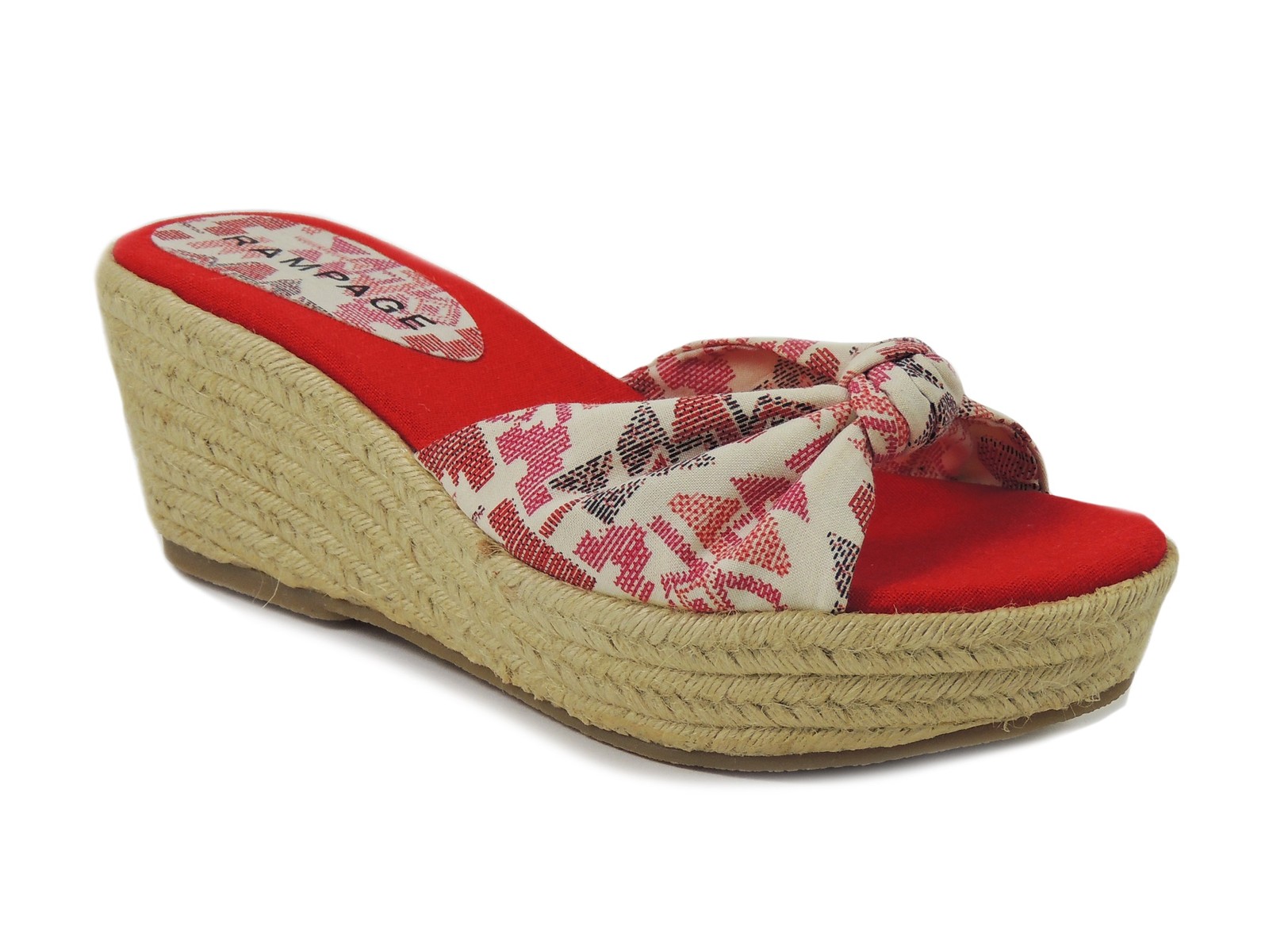 Rampage Women’s Oliviah Slide Platform Sandals Red Fabric Size 7 Medium (B, M)