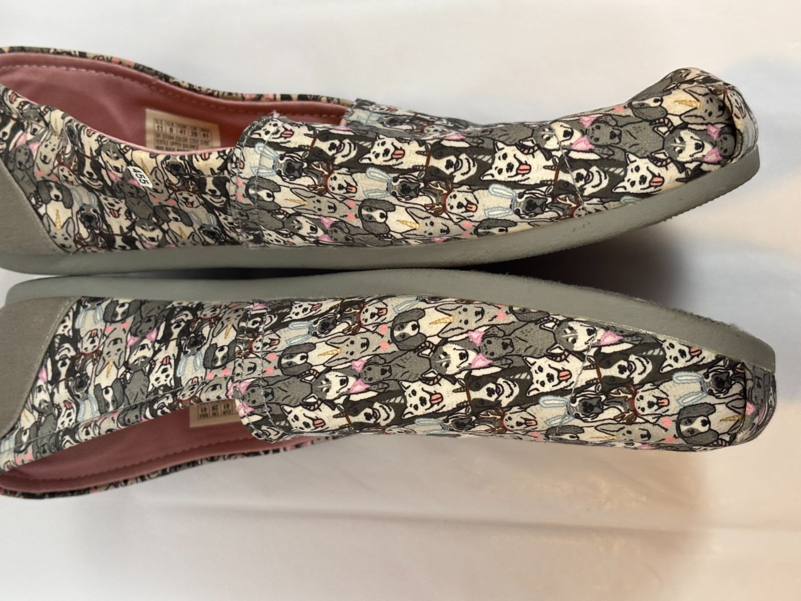 BOBS by Skechers Memory Foam Slip-On Dog Print Canvas Shoes Women’s Size 11
