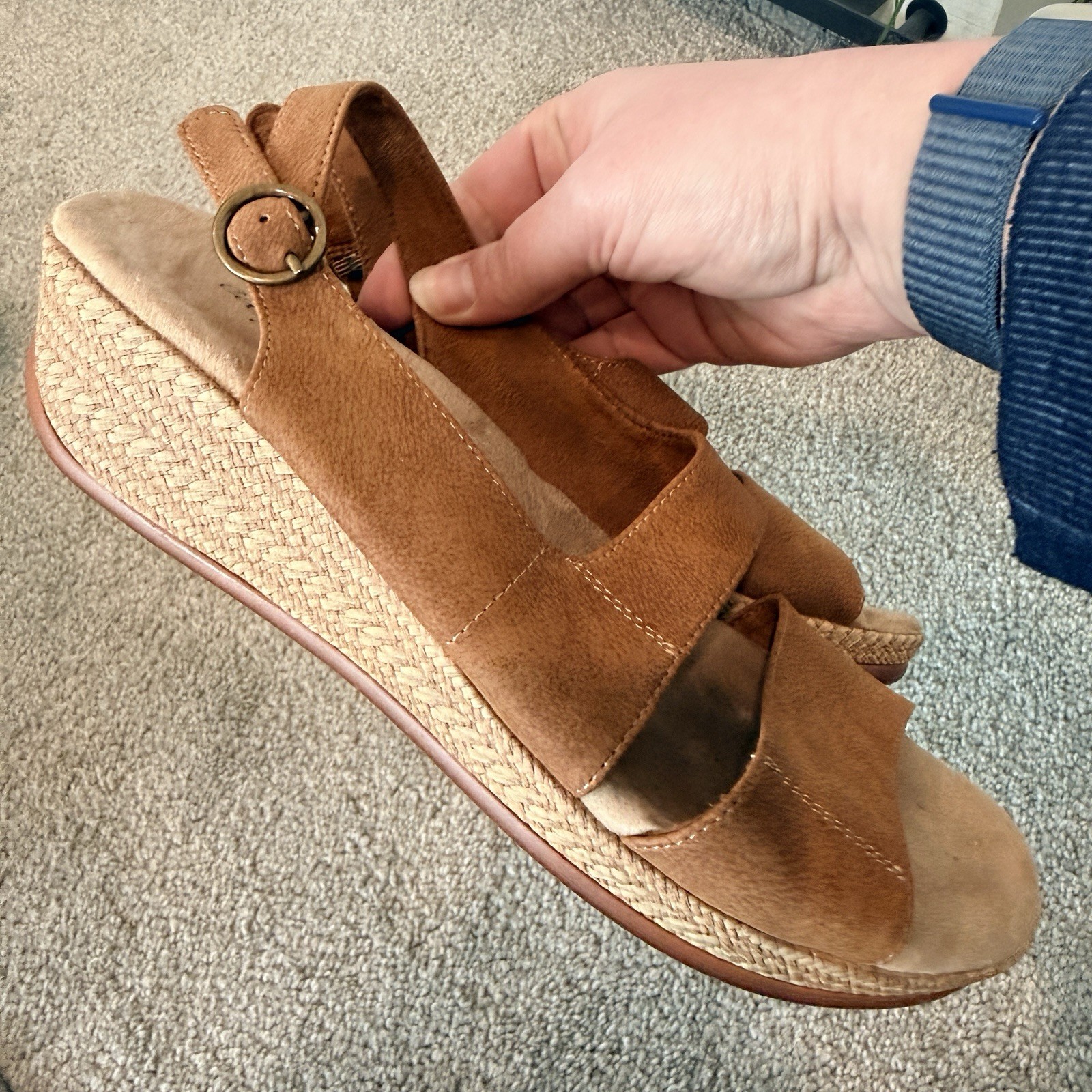 Easy Street Gannett Tan Wedge Sandals Espadrille Slingback 9 Style: 31-1614