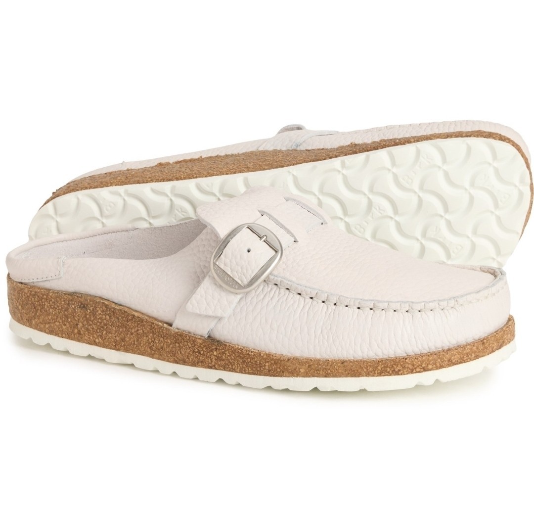 Birkenstock Buckley Clogs Natural Leather Color White Narrow Width Size 39