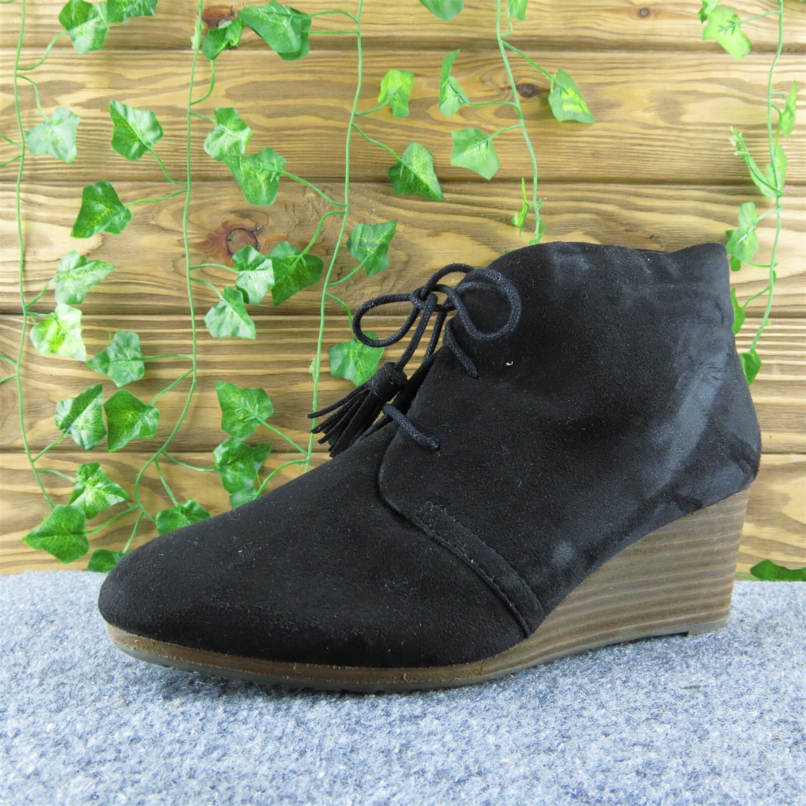 Dr. Scholl’s Dakota Women Ankle Boots Black Fabric Lace Up Size 7.5 Wide