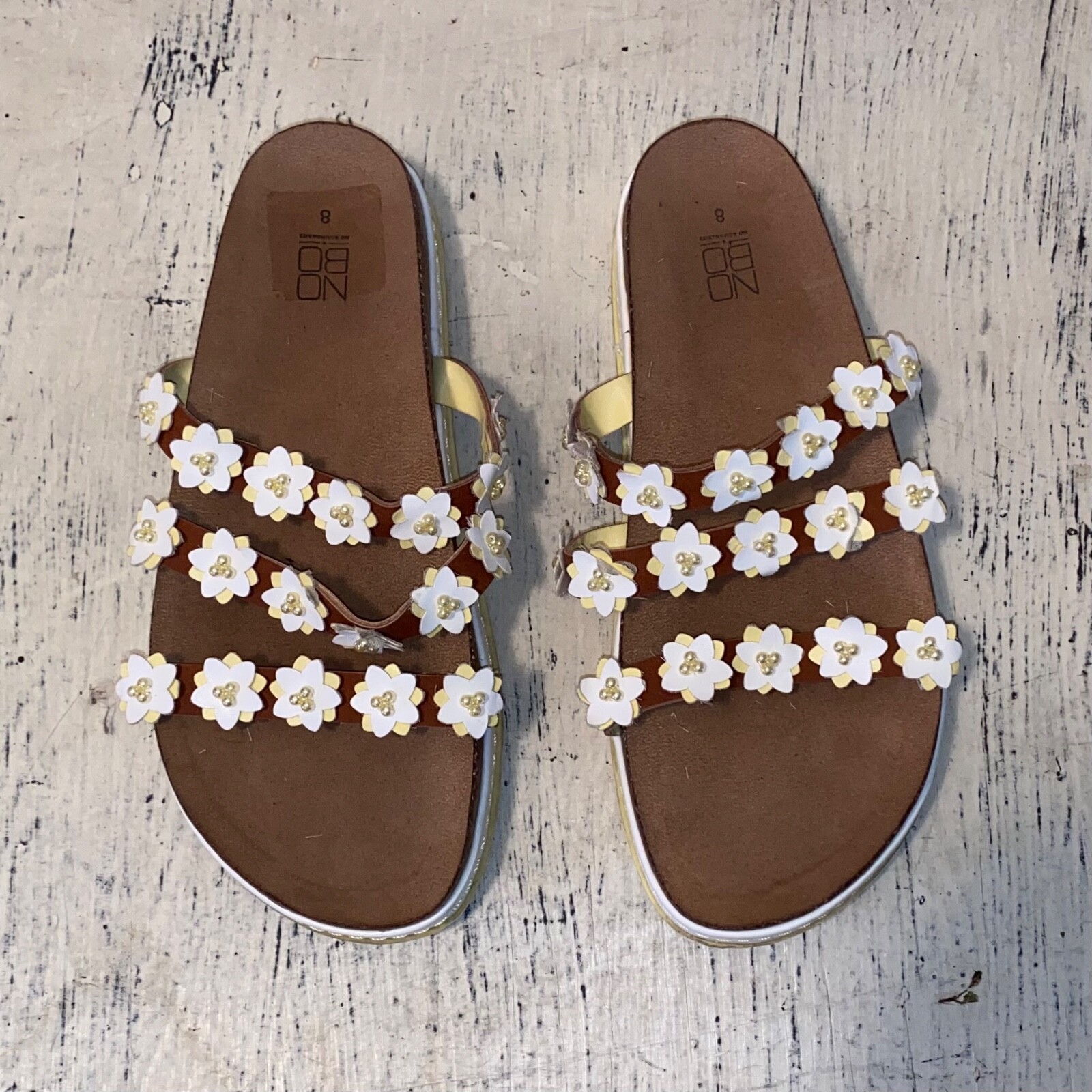 No Boundaries Sandals Sz 8 Slip On Chunky Bottom Daisy Boho Cottage Core Y2K