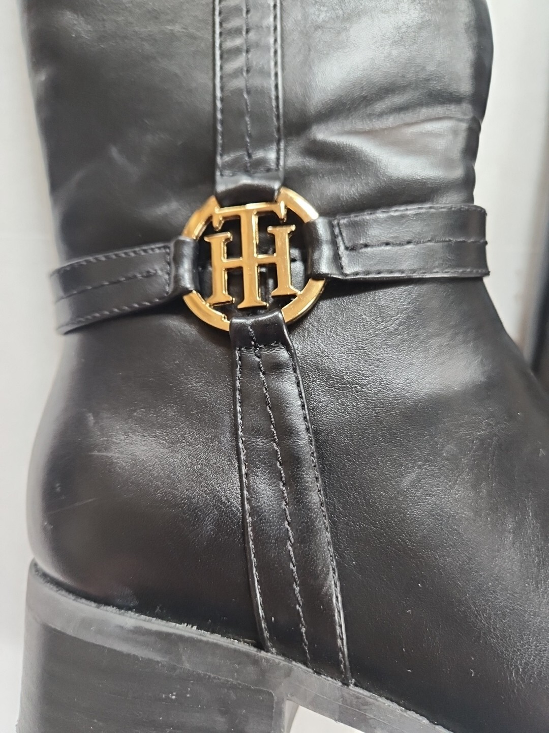 Tommy Hilfiger Twilia Boots Inner Zip Synthetic Textile Upper Black Sz 5