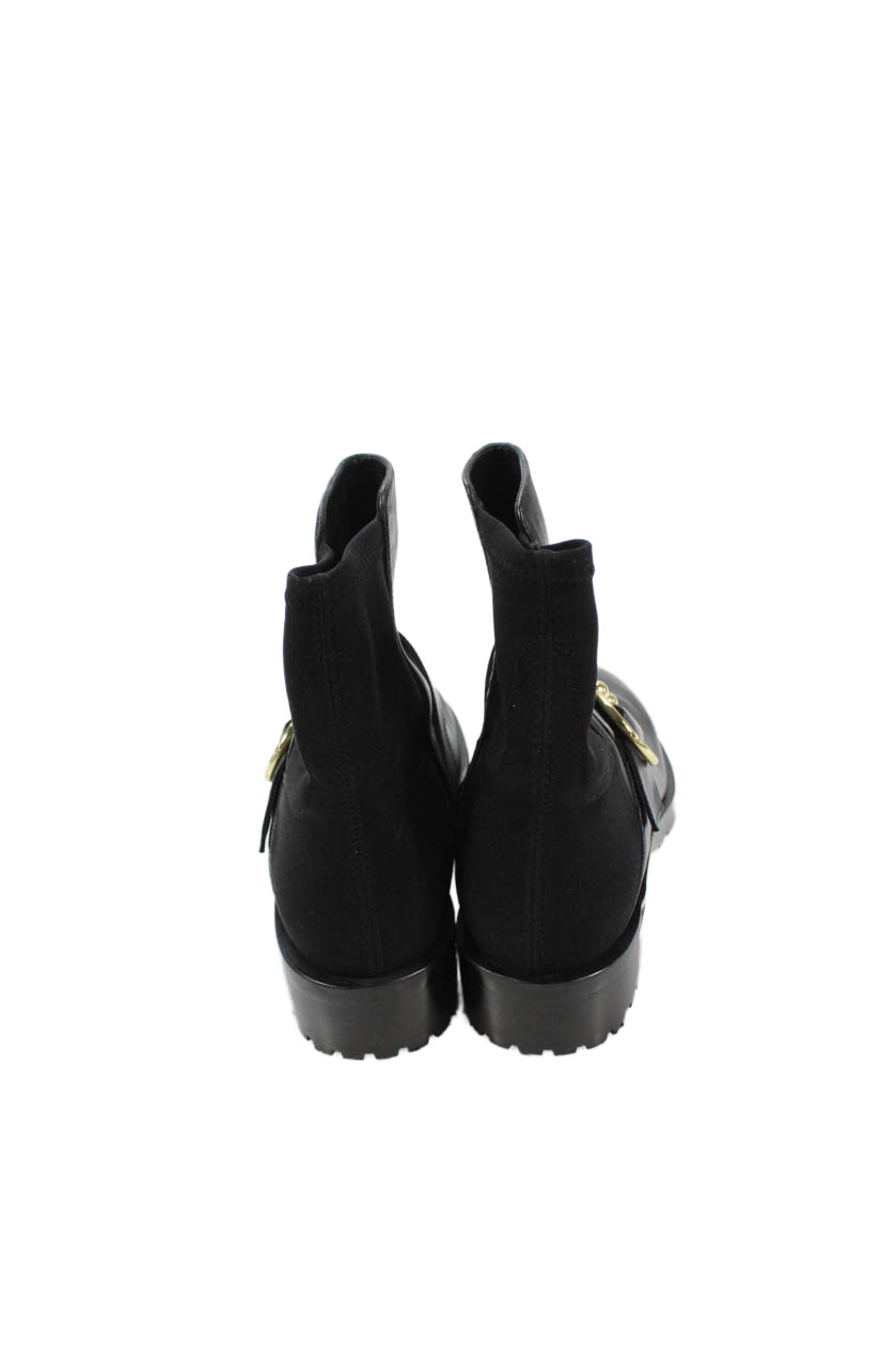 Stuart Weitzman Womens Leather Trim Embellished Ankle Boots Shoes Black Size 9
