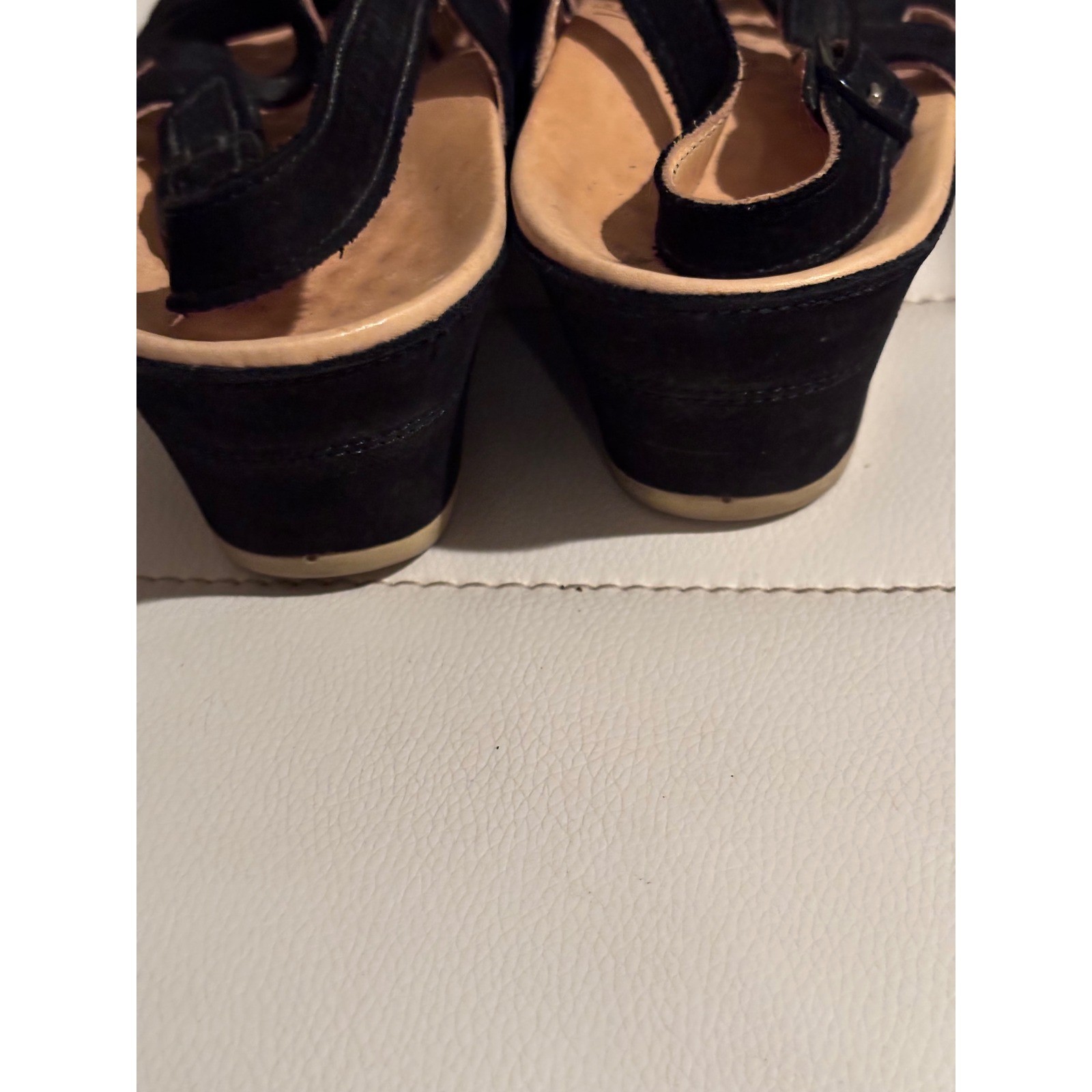 VITAL Black Suede Lace Up Wedge Sandals Women’s Size 38 US 7.5 Made in Austria