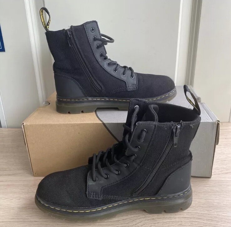 Dr. Martens Doc Combs J Black Combat Boots Canvas Zip – M 4- W 5