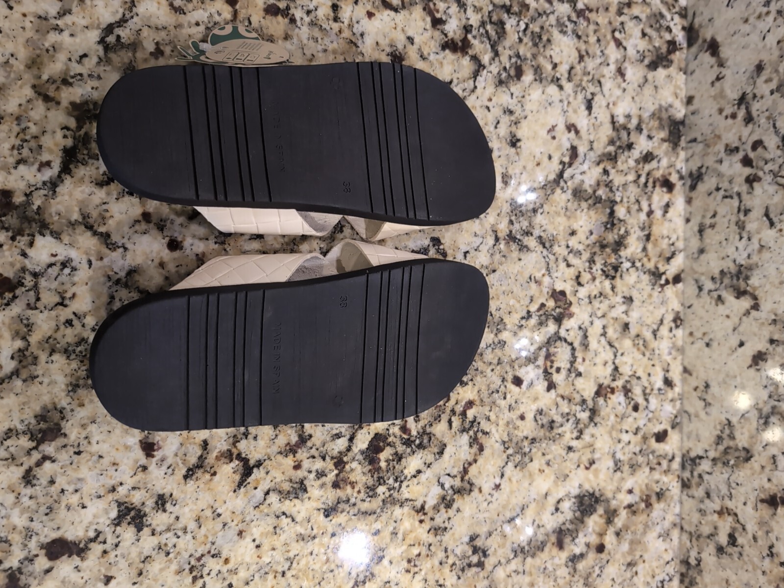 Cream/Off White YOKONO Genuine Leather Women’s Slide Sandals Sz 7.5 M,New