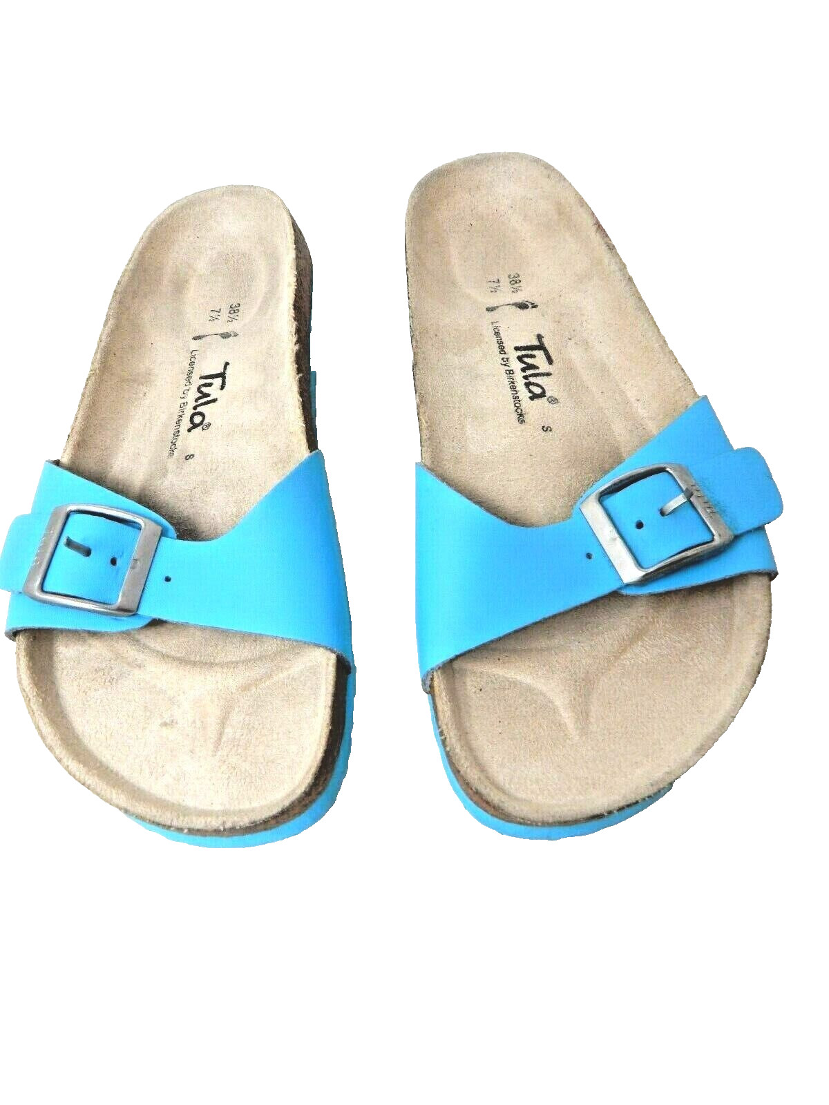 Birkenstock/Tula Blue Birko-Flor Flat Wedge Slide Sandals Sz:7.5 M US/38.5 EU