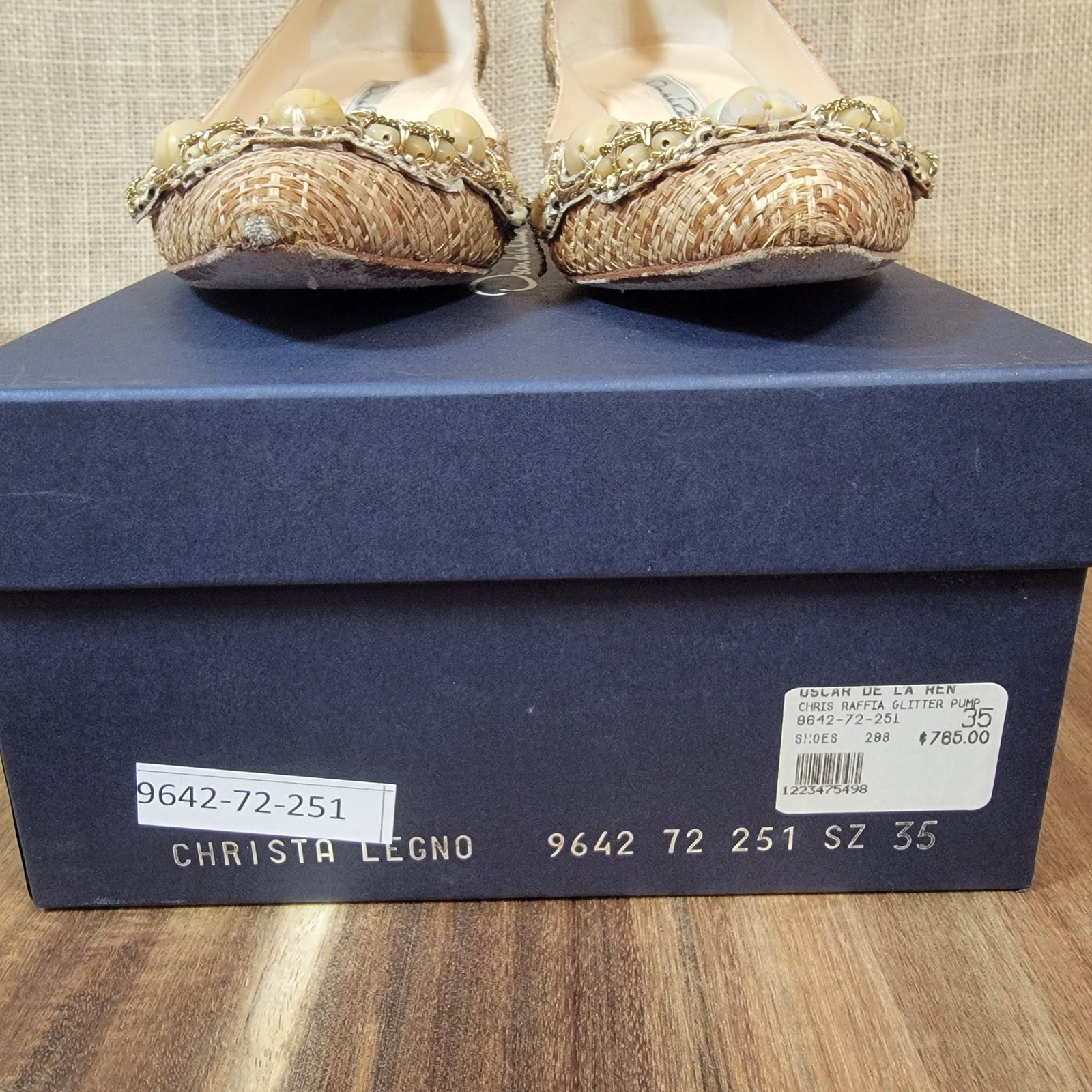Oscar de la Renta Embellished Woven Kitten Heel Designer Shoes EU Size 35 US 5