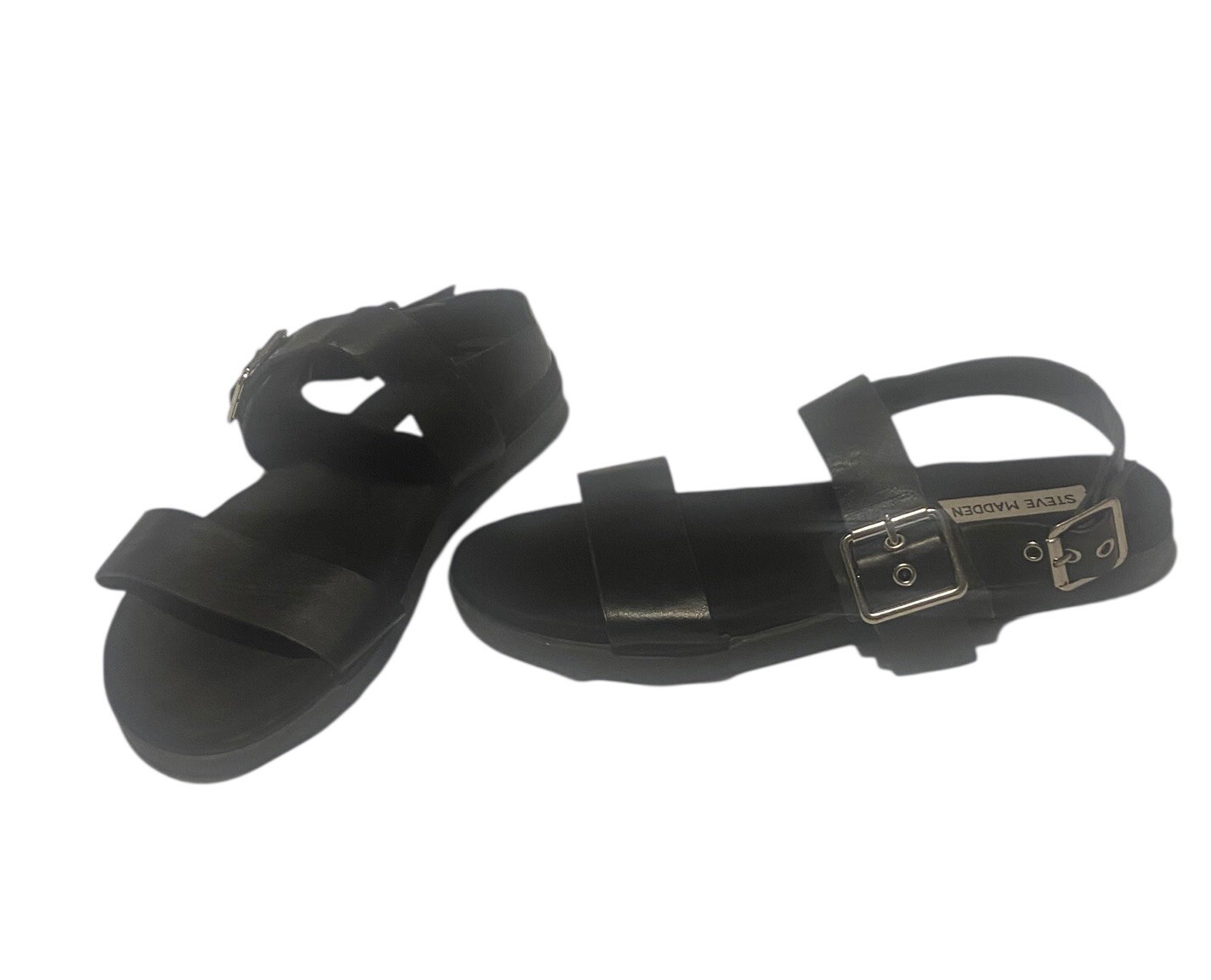 Steve Madden Strappy Buckle Sandals Womens 9 Black Classic Goth Comfort Punk Y2K