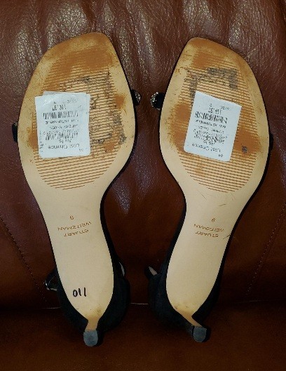STUART WEITZMAN Justina 75 Black Suede Strappy Sandal w/Crystals 9 $550 EPOC!