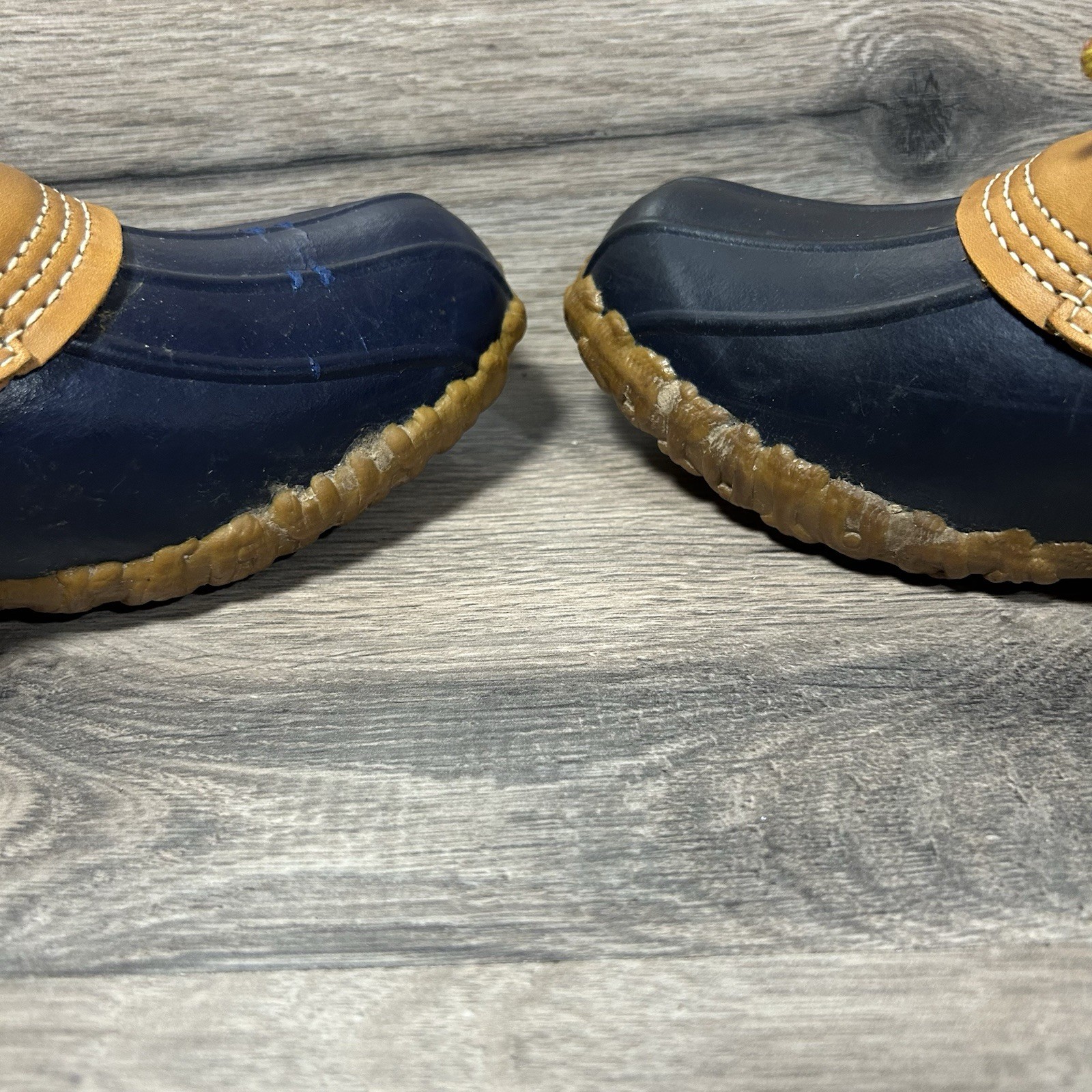 Vintage L.L.Bean Maine Women’s US 7 Hunting Duck Shoes Blue Beige Rain Boots