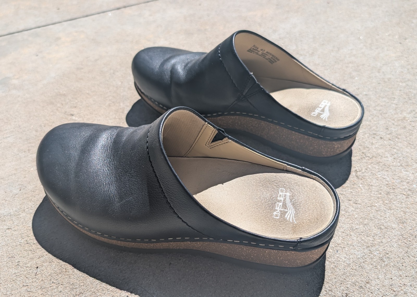 Dansko Mariella Nappa Black Cork Sole Clog Womens EU40 US9.5-10 Open heel