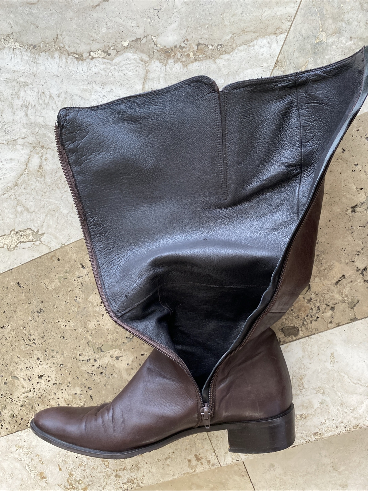 Russell & Bromley Womens Knee High Brown Leather Boots Sz 39.5US 8.5 Made Italy
