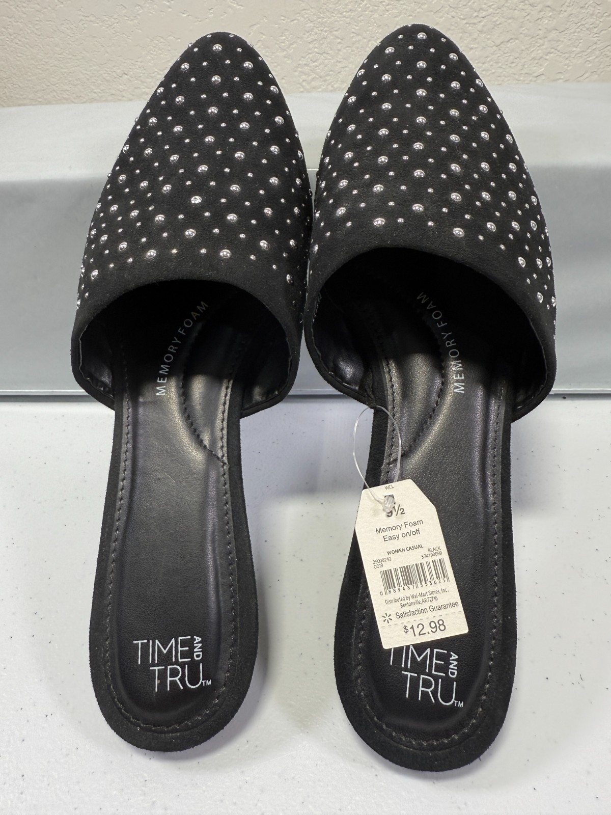 Women’s, Time and Tru Comfort Sandal Denim Blue Slides Flats, Sz 8, (New,W/tags)
