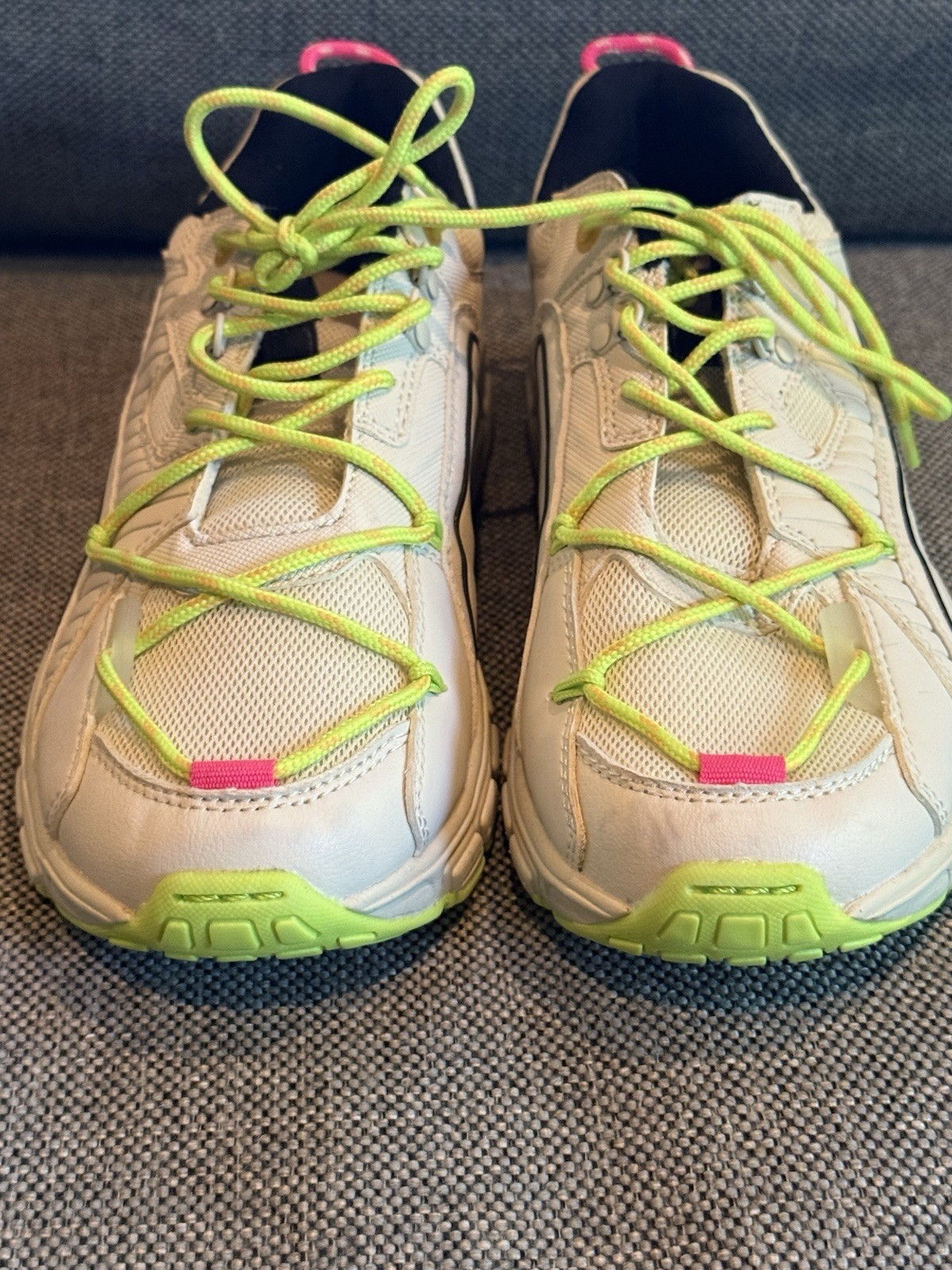 ZARA Women’s Low Top Athletic Sneakers White/Green/Pink Mesh Lace Up
