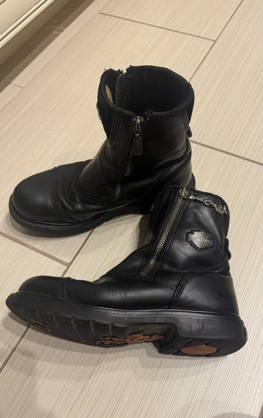 Vintage Harley Davidson Size 8.5 Womens Black Side Zip Ankle Biker Boot-See Pics