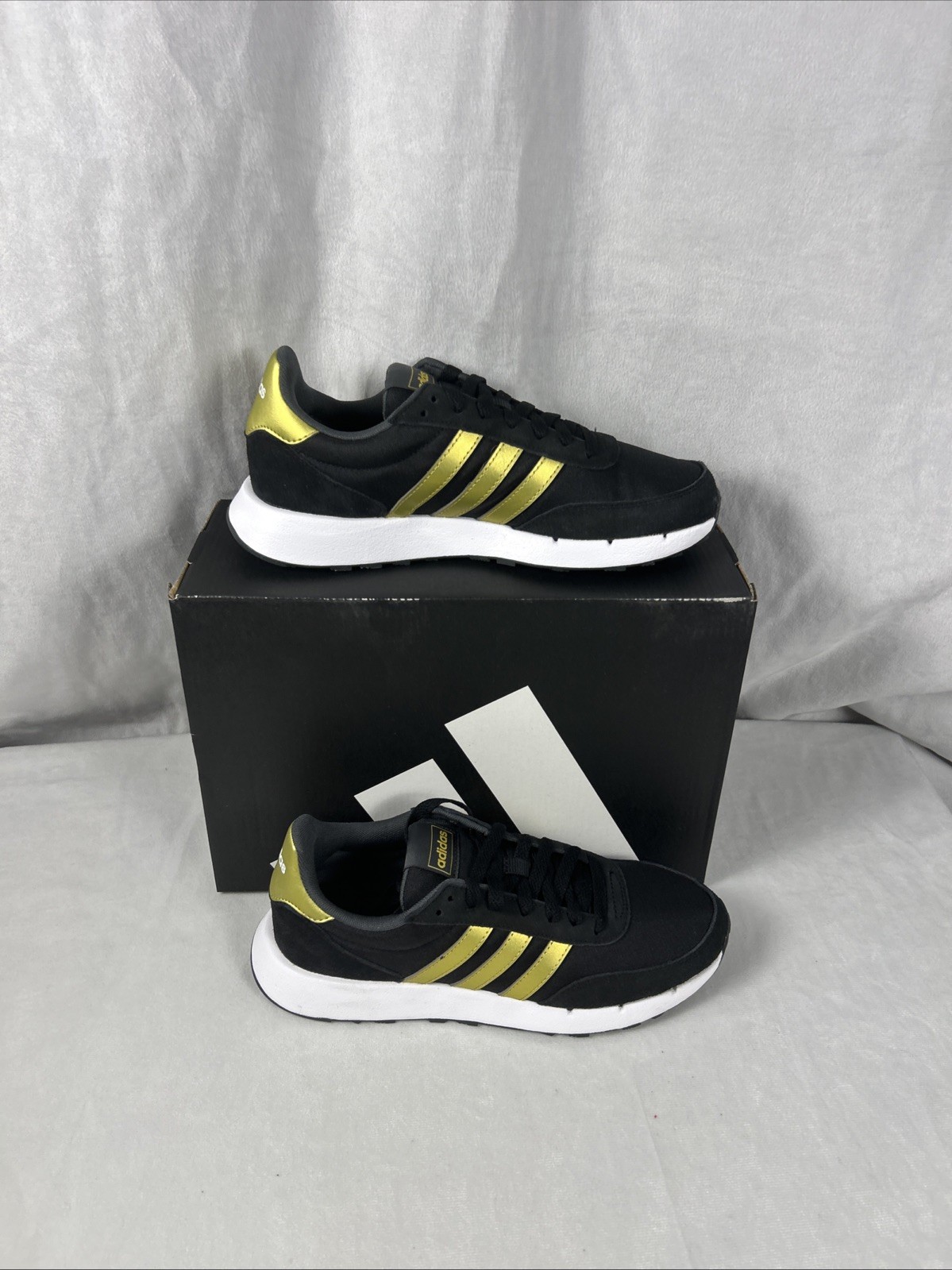 Adidas Run 60s 2.0 Black With Gold GX1714- Women’s US 7.5 New In Box