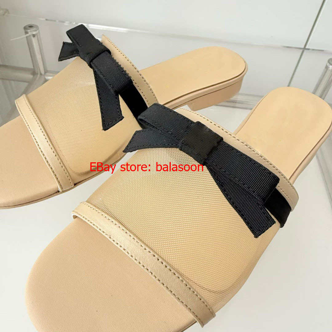 bow low-heeled slippers spring and summer 2026 mesh slippers comfortable 35-40