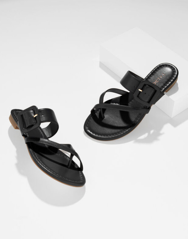 Talbots Camy Buckle Slides – BLACK, Medium (NEW)