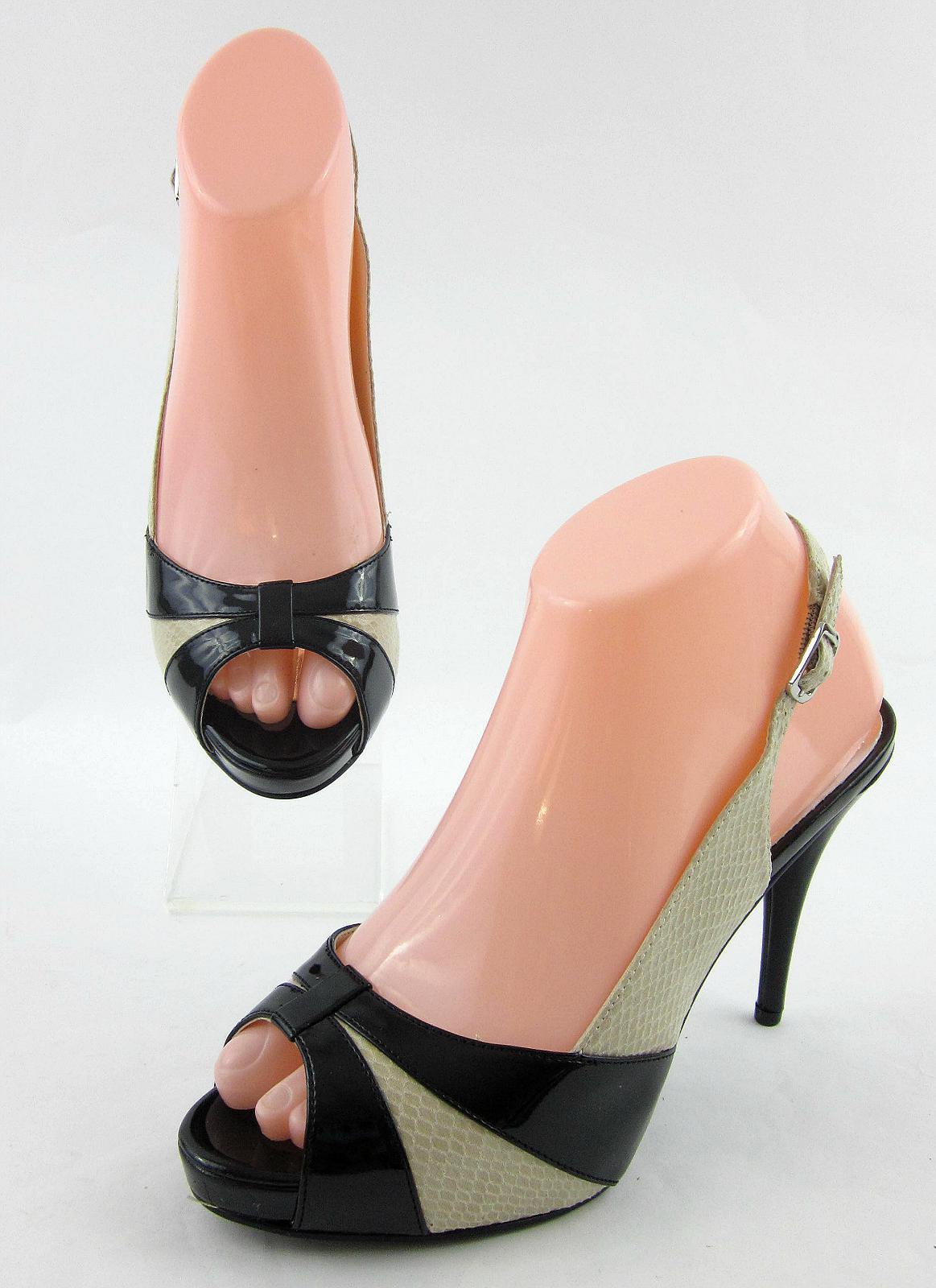 NEW! White House Black Market ‘Camdyn’ Slingback High Heels Black Beige Sz 7M