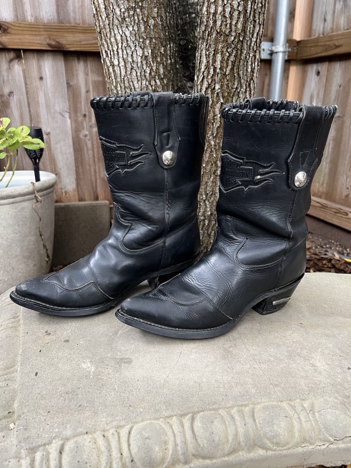 Womens 8.5 M HARLEY DAVIDSON Western Cowgirl Leather Motorcycle Boots 19763 USA