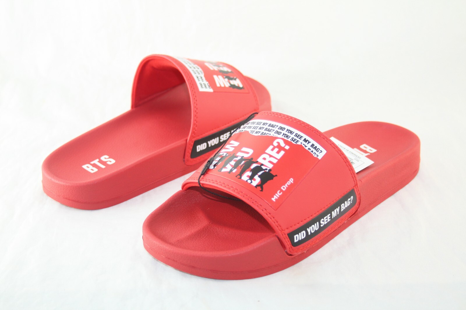 BTS IDOL WOMEN’S SLIDE SANDAL MICDROP006 RED/BLACK