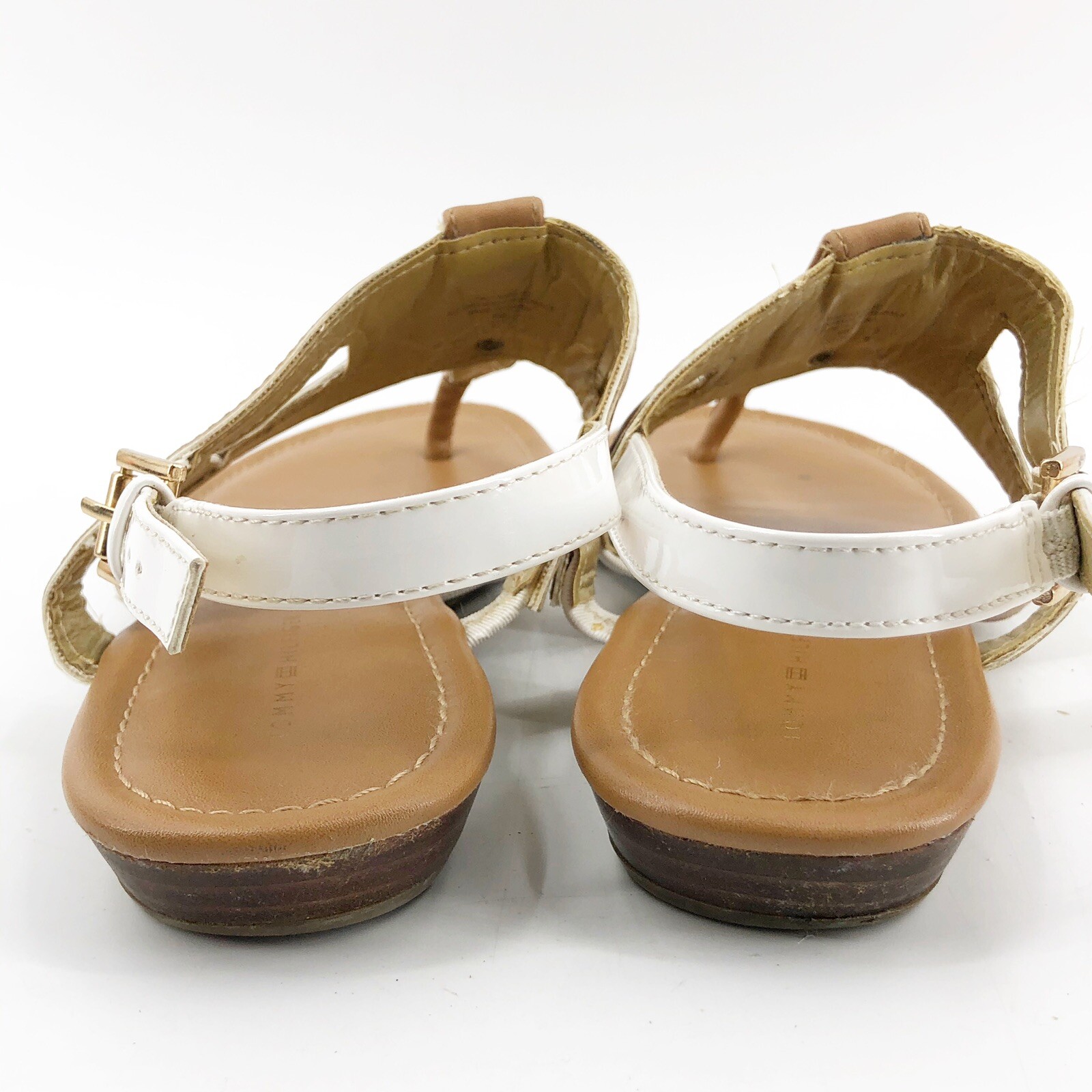 Tommy Hilfiger Brown White & Gold Flat Summer Sandal Size 9 M