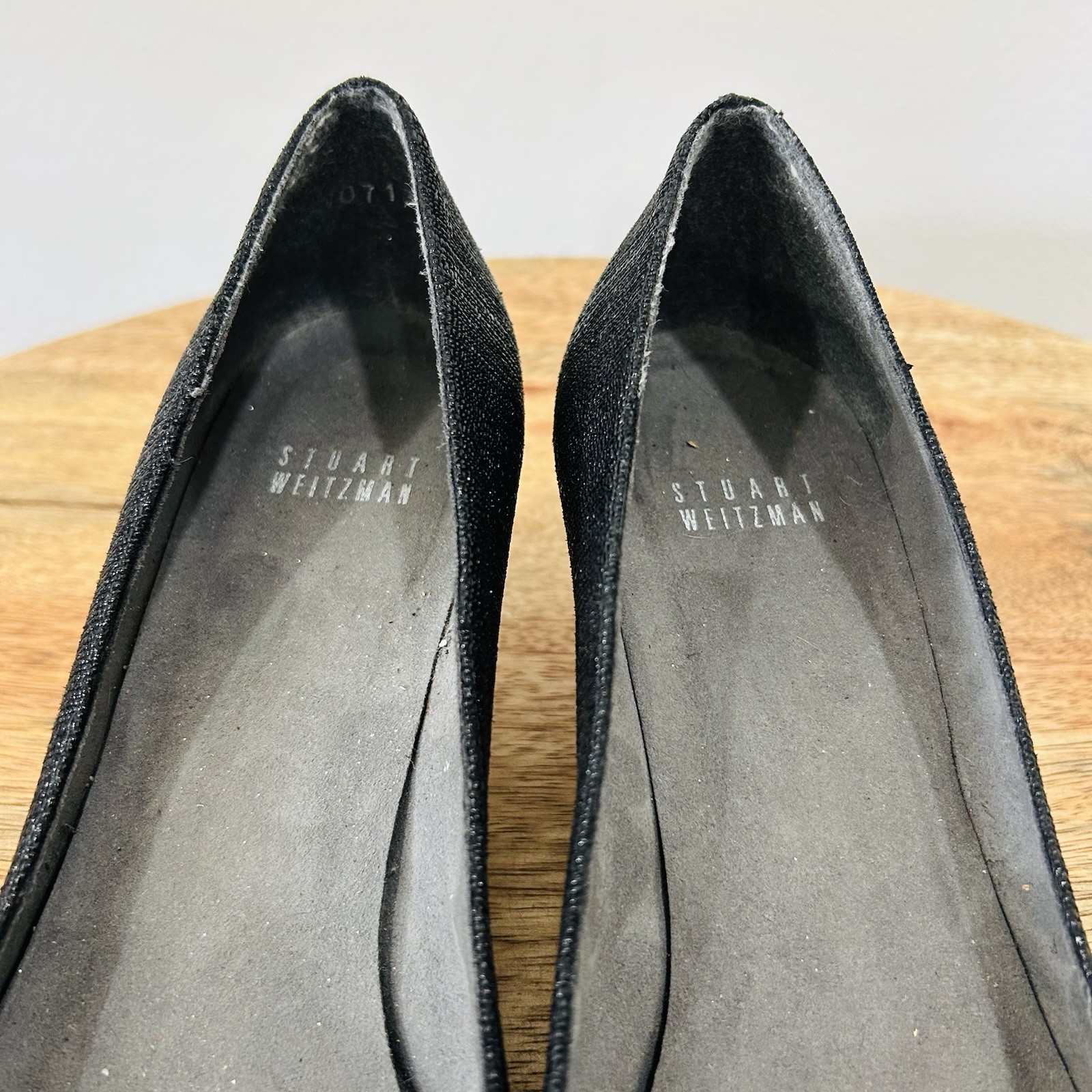 Vintage 1990s Black Stuart Weitzman Textured Poco Kitten Heels Size 8.5