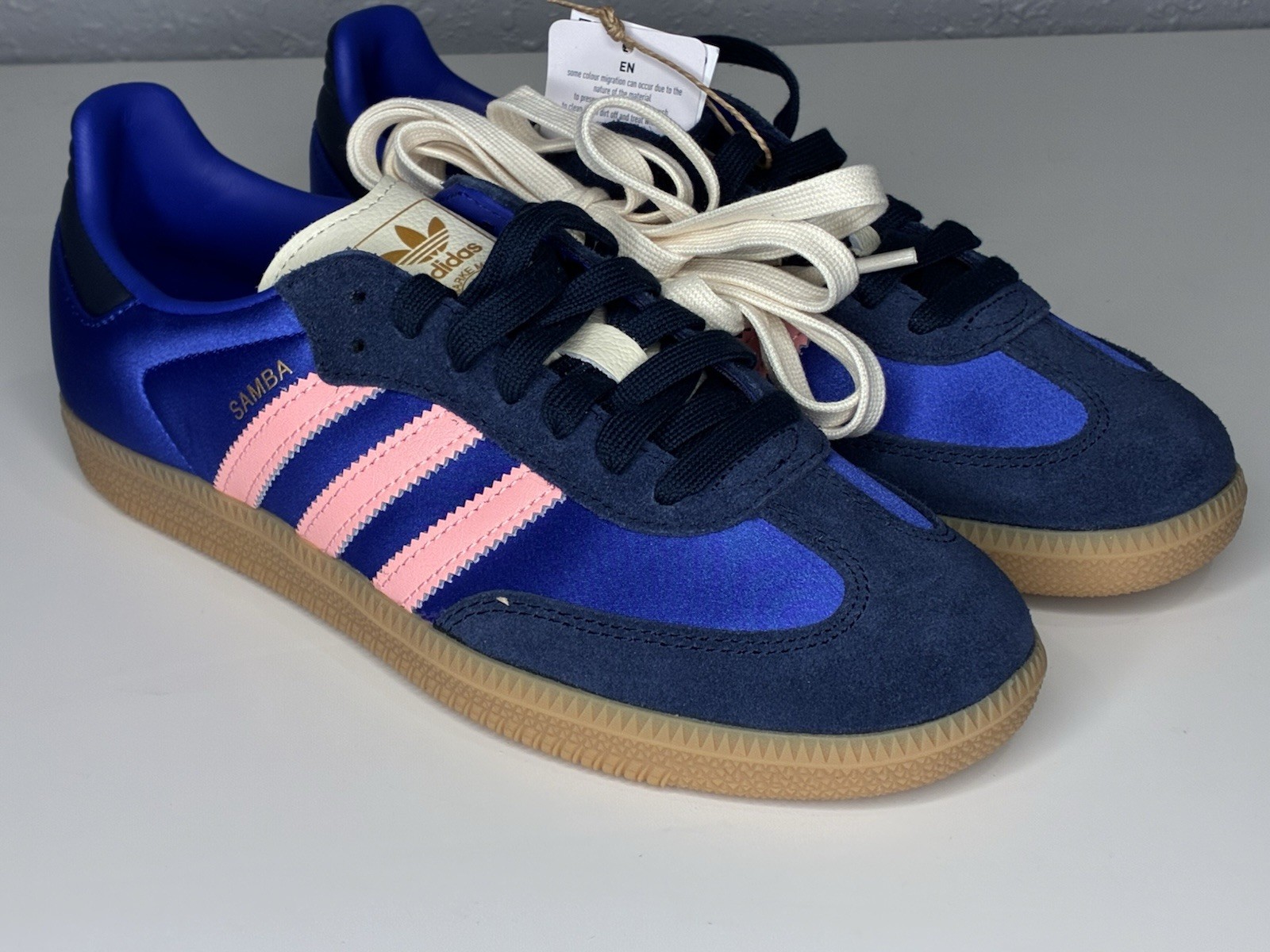 adidas Samba OG Women Lucid Blue/Night Indigo Satin Low Top Gum JS1317