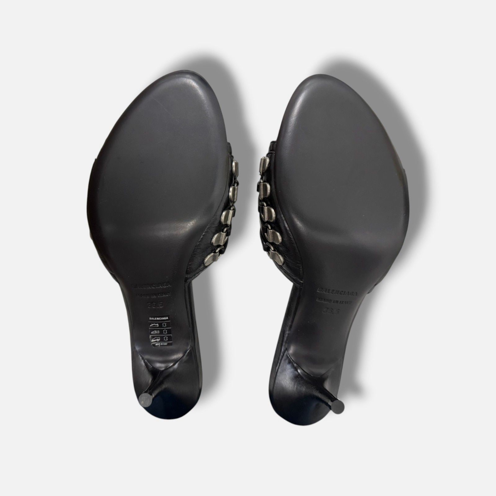 Balenciaga Women’s Black Cagole High-Heel Slide Sandal Shoes Size EU:36.5 US:6.5