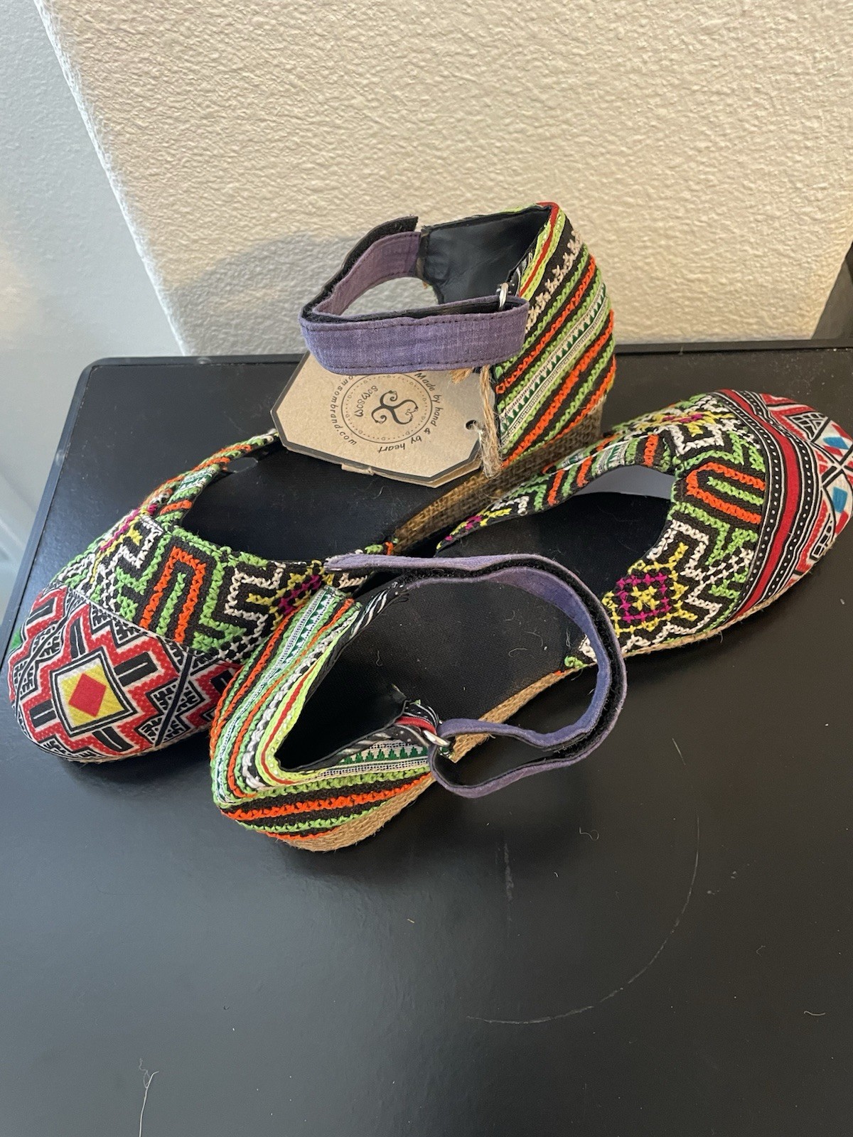 SomSom Brand – Wedge Shoes – Handmade In Thailand – NEW. Size 9