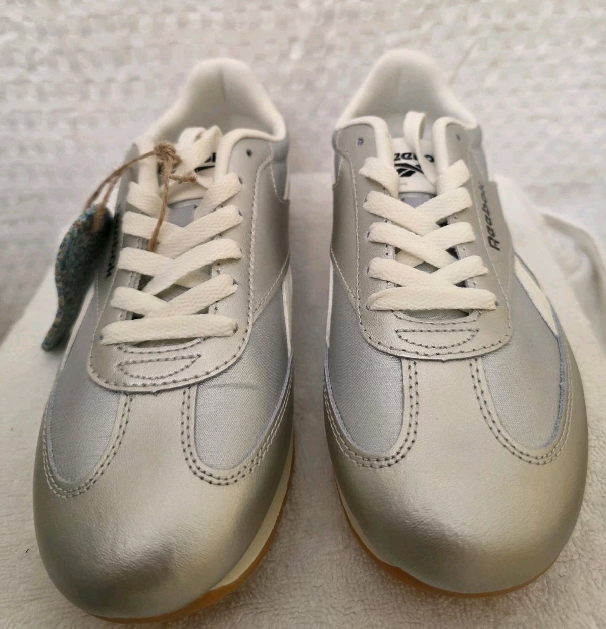 Reebok Women Fiori Metallic Silver Sneakers 7.5 *Small Flaw Shown in Pic* No Box
