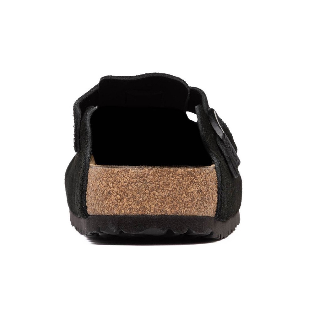 Birkenstock Boston Black Classic Suede Soft Footbed Clogs Women’s Shoes