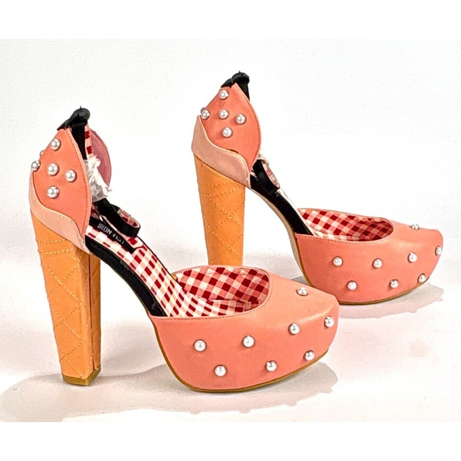 IRON FIST Pink Pearl Studded Platform Heels Womens US 8 ICE CREAM High Heel Shoe