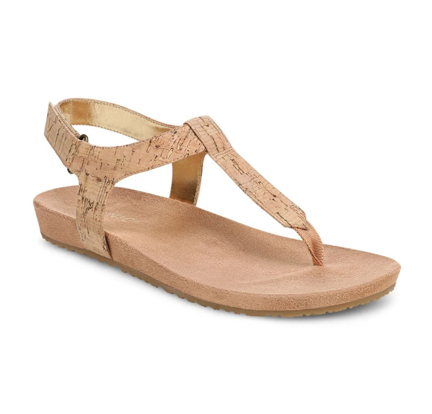 VIONIC Palisades Toe Post Ankle Strap Sandal Gold Cork