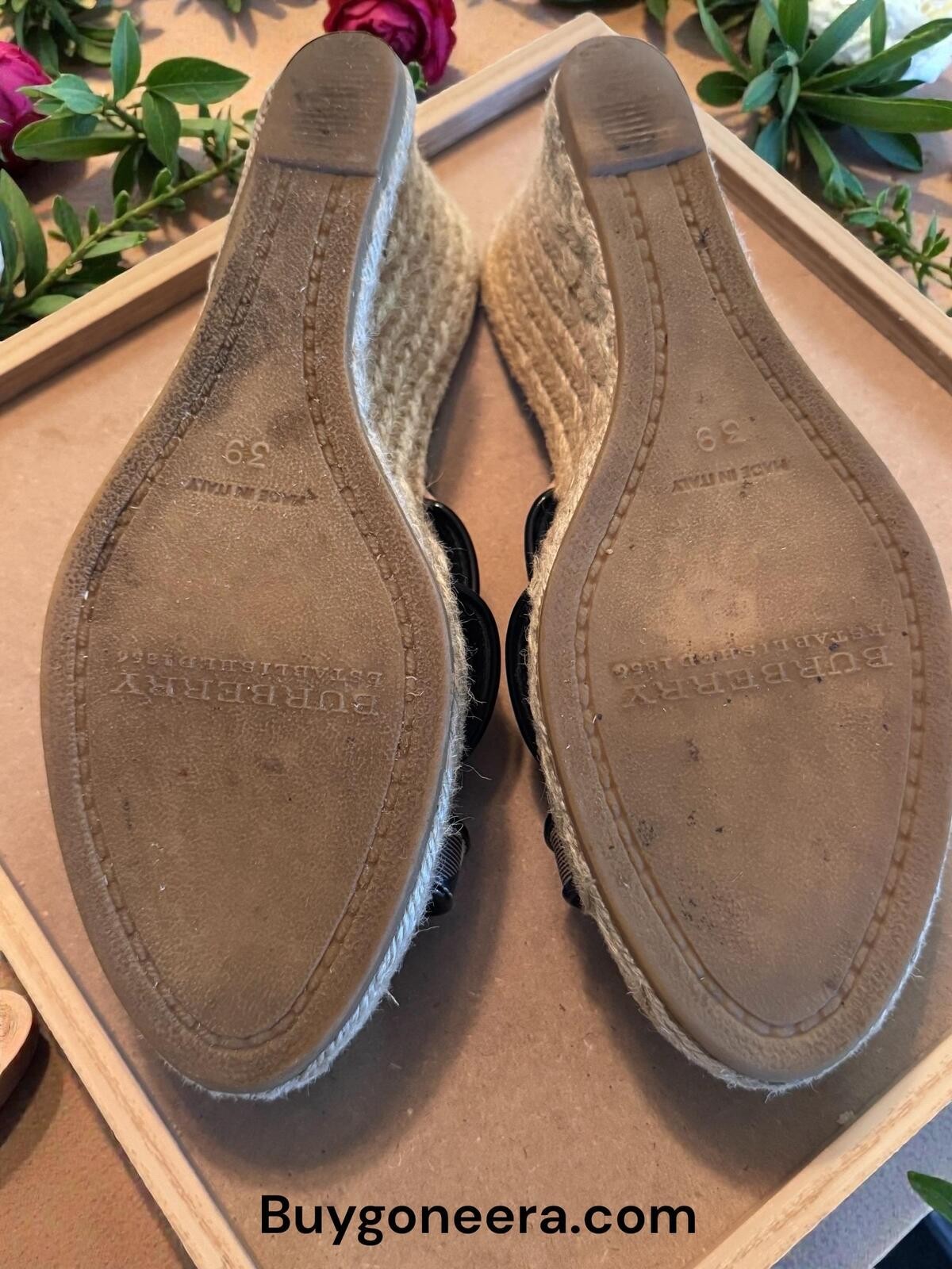 Designer Burberry Nova Check Espadrille Wedge Sandalls ~ EUC ~ Size 39