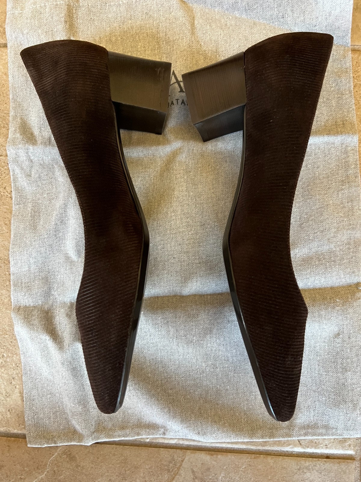 Aquatalia Pasha Expresso Brown Corduroy Suede Pumps NEW 8.5