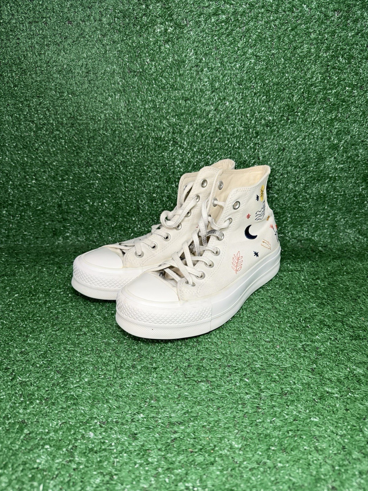 Converse Chuck Taylor All Star Platform White Floral Casual Shoes Women Size 6.5
