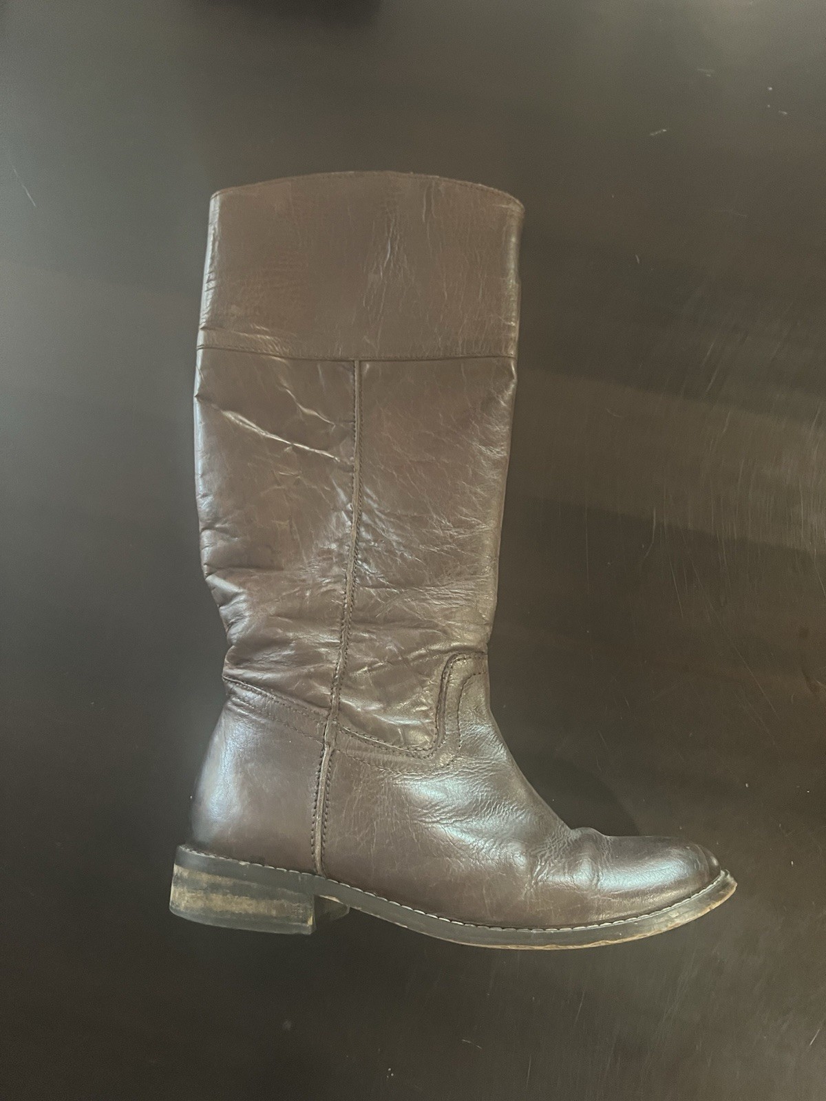 MIA Boots Leather Long Solid Brown Low Heel Size 8.5