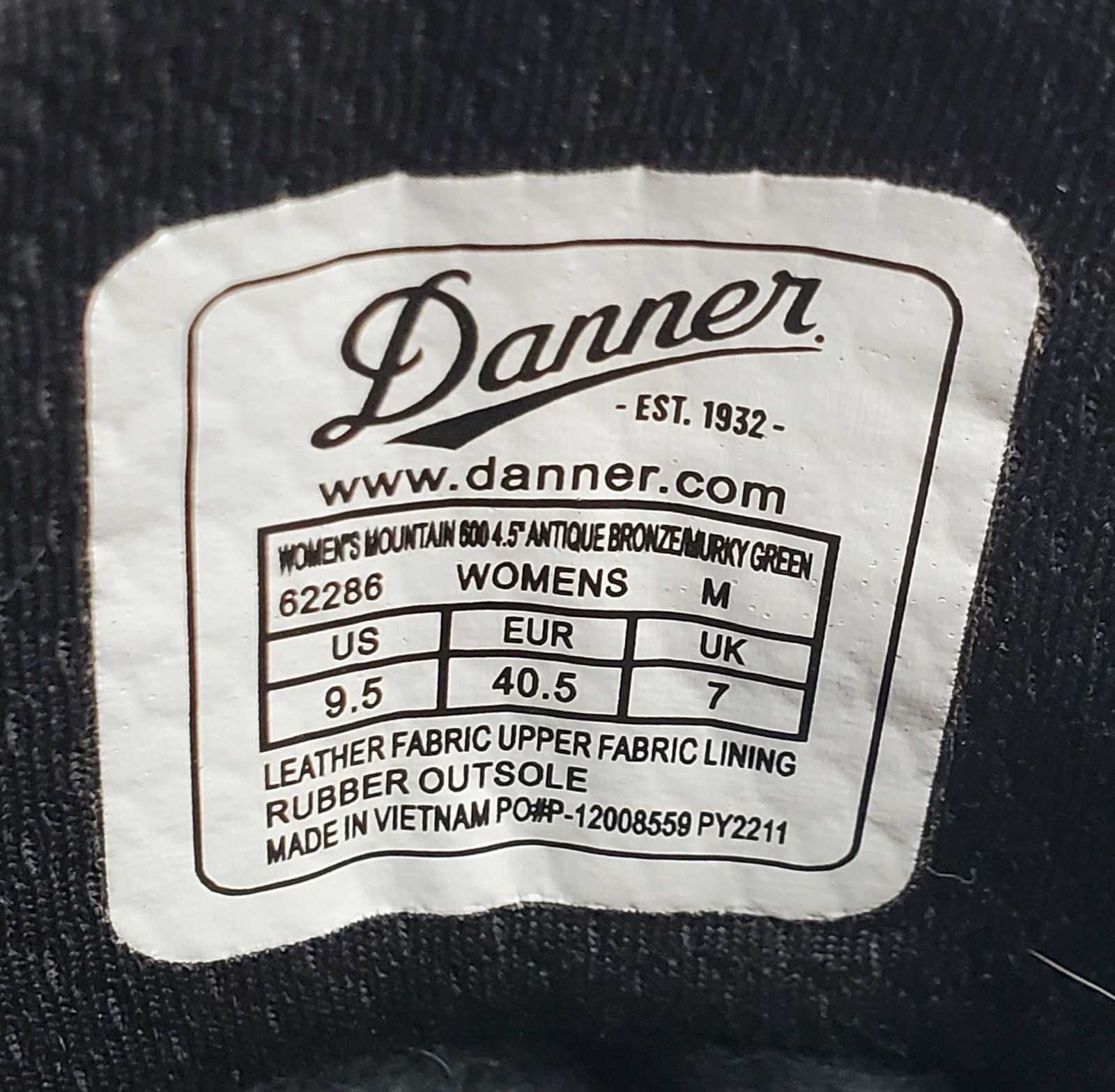 Danner Hiking Boot Womens 9.5 Brown Suede Mountain 600 Antique Bronze 4.5″ Shaft