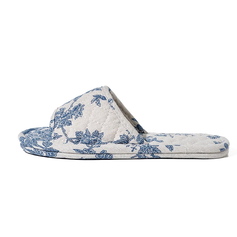 Women Home Slippers Soft Cotton Floral Floor Shoes Antislip Bedroom Slippers Lig