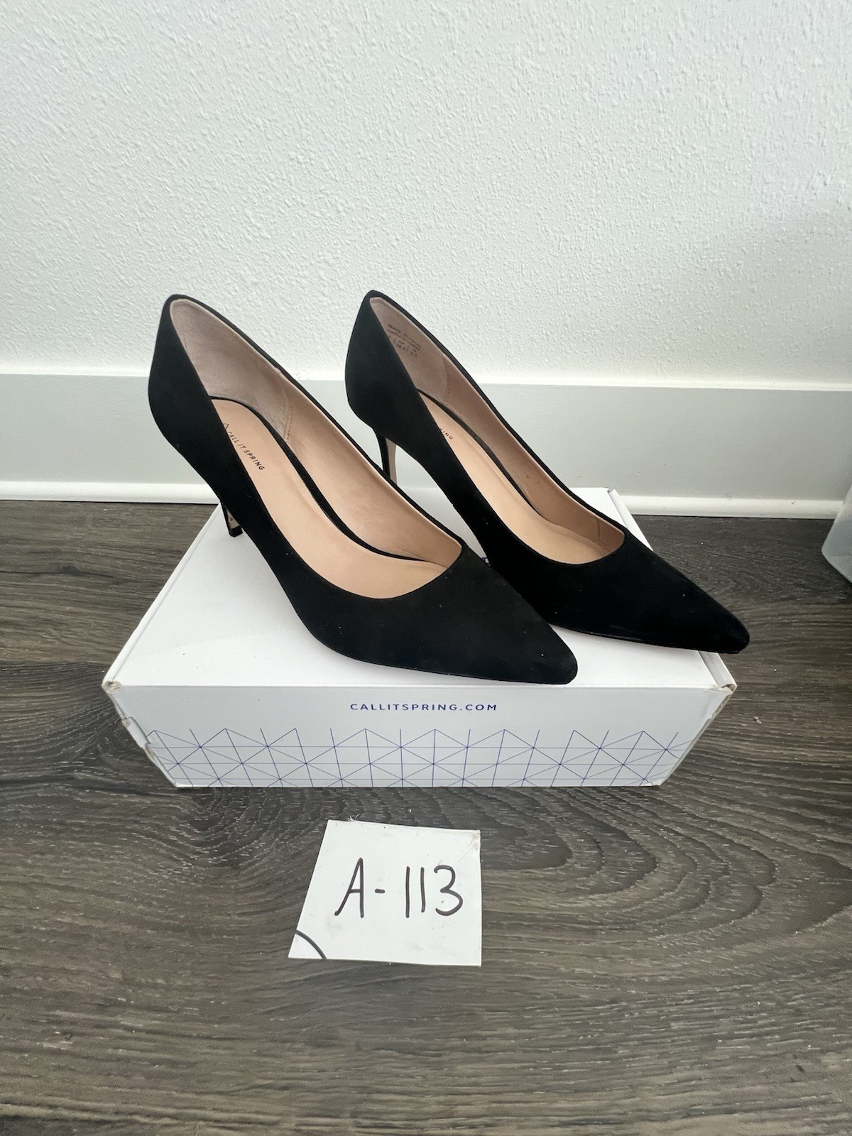 Call It Spring Pump Heels 2.75in Size 8 Black Faux Suede Almond Toe