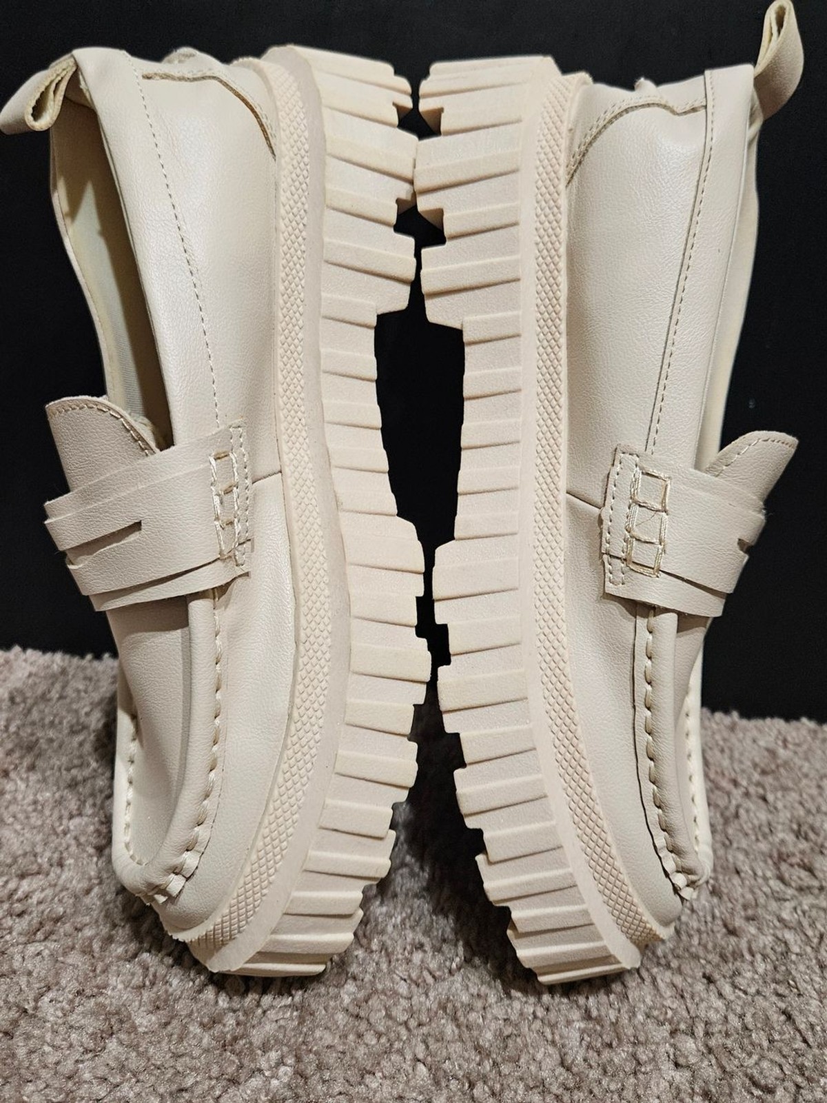 ZARA 90s Chunky Platform Loafers Beige | Preppy Street Style | US 5.