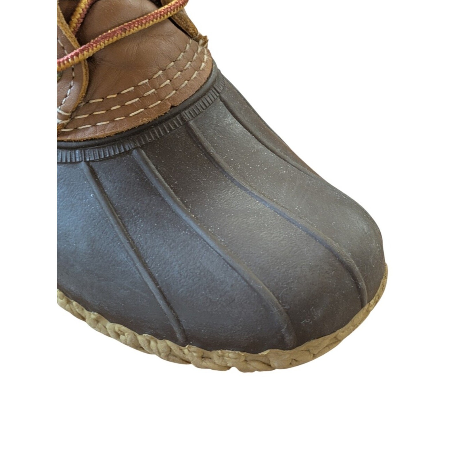 L.L. Bean 8″ Duck Boots Unlined Brown Leather Size EW Mens 7 or Womens 9 Wide