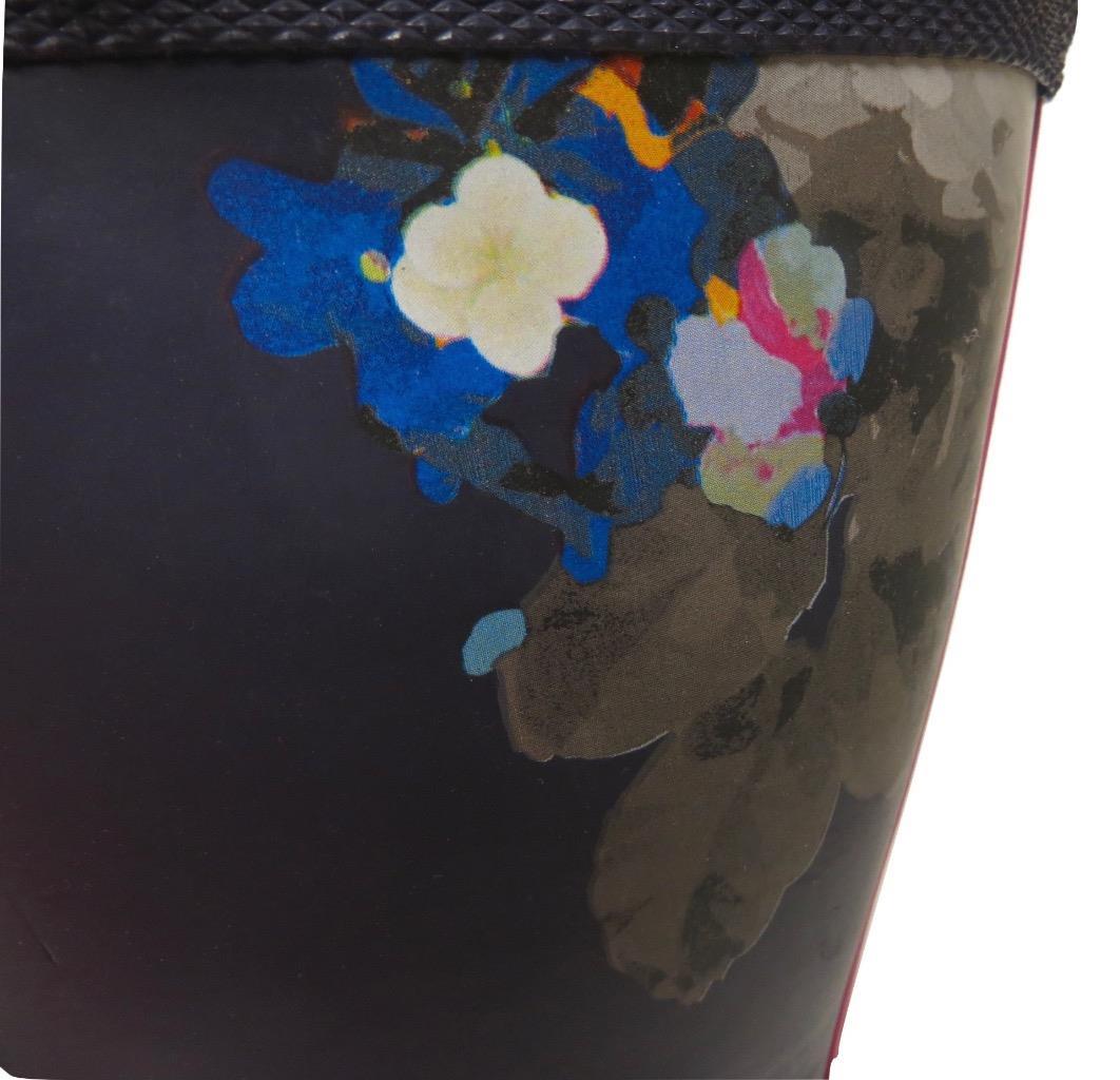 New NIB Joules Navy Blue Pink Floral Rubber Molly Mollywelly Rain Boots Rainboot